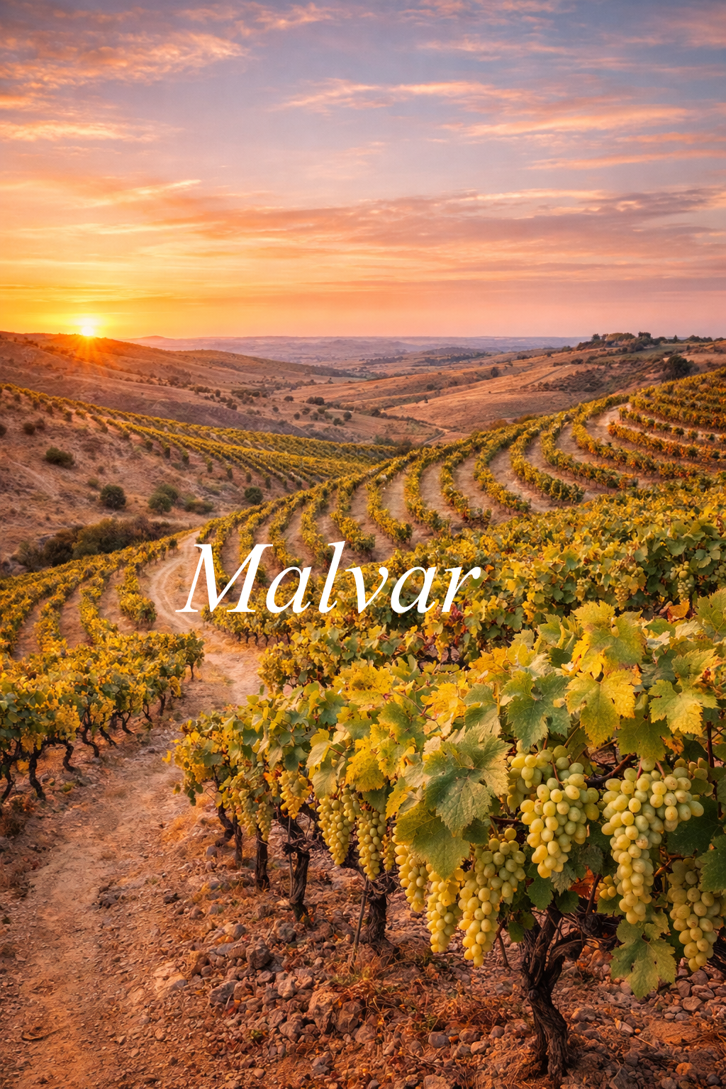 Viñedos de Malvar en las colinas secas de Madrid al amanecer