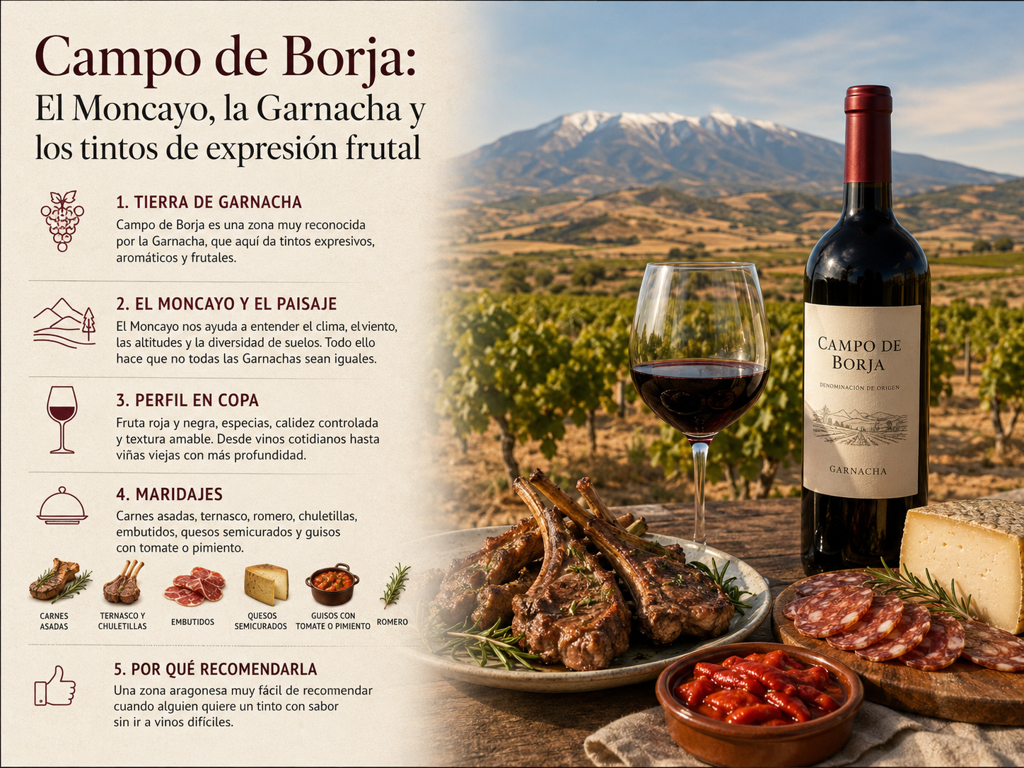 Viñedos de Garnacha en Campo de Borja con el Moncayo al fondo
