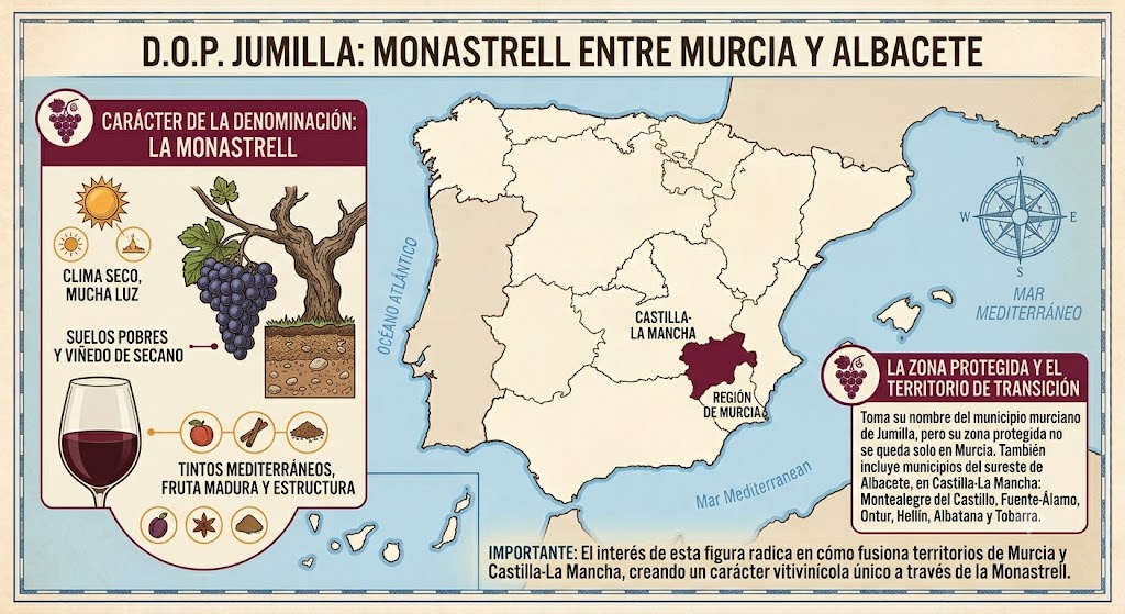 Viñedo de Monastrell en paisaje seco de Jumilla