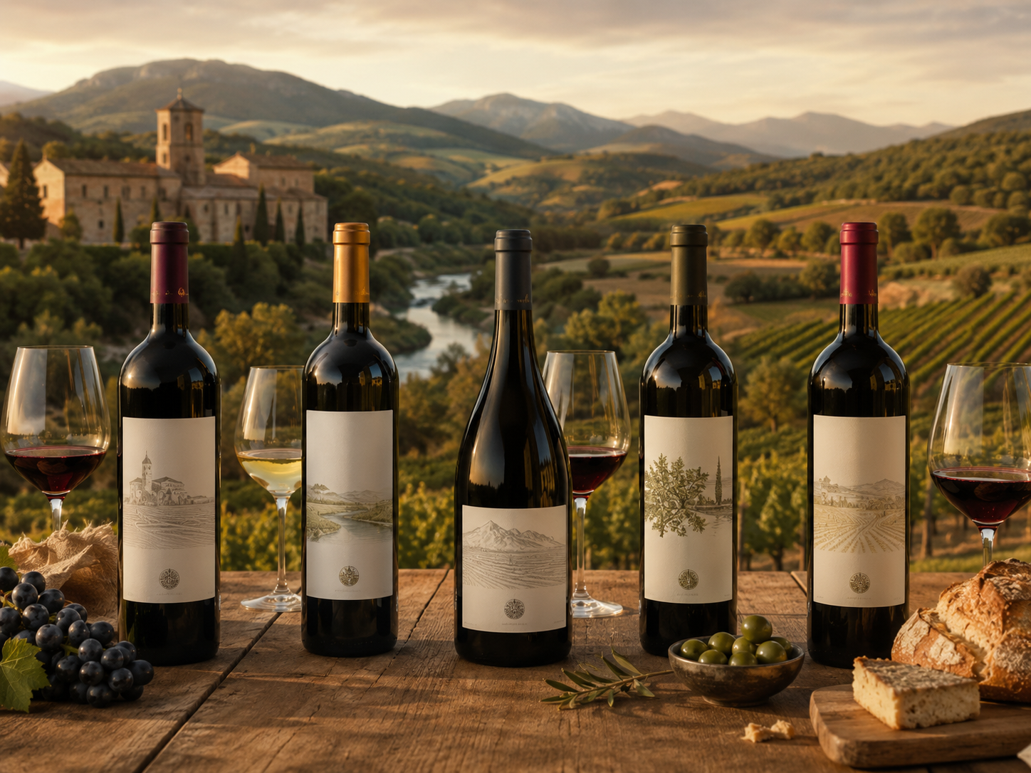 Fincas y viñedos de los Vinos de Pago de Navarra con bodegas integradas en el paisaje