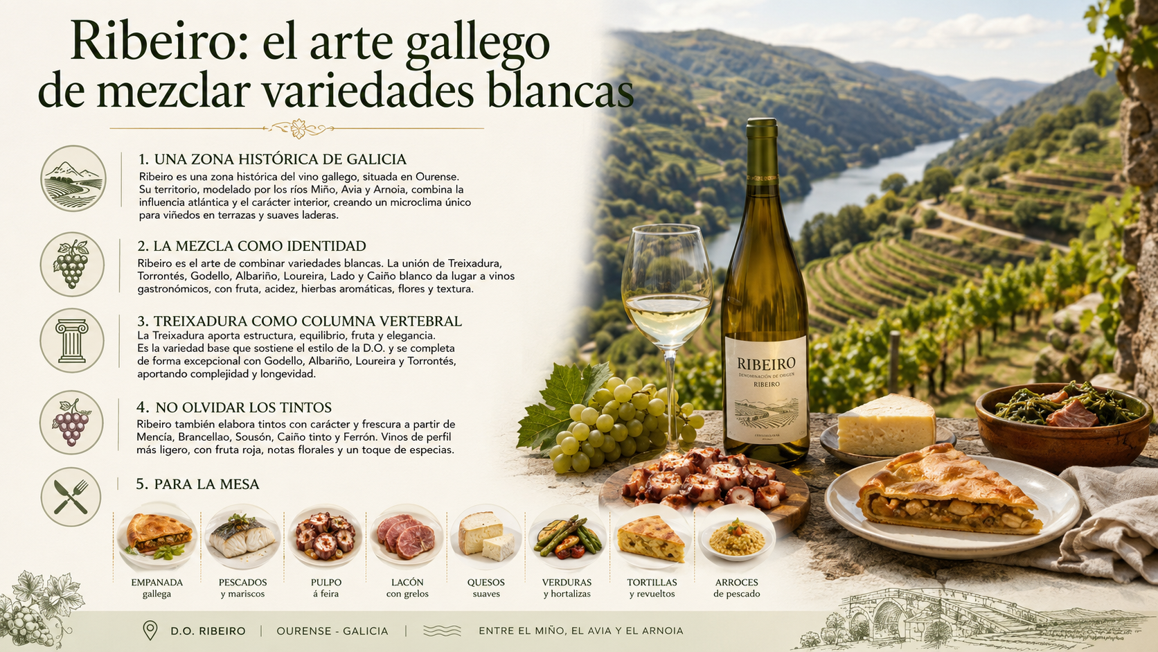 Viñedos de Ribeiro en valles fluviales de Ourense