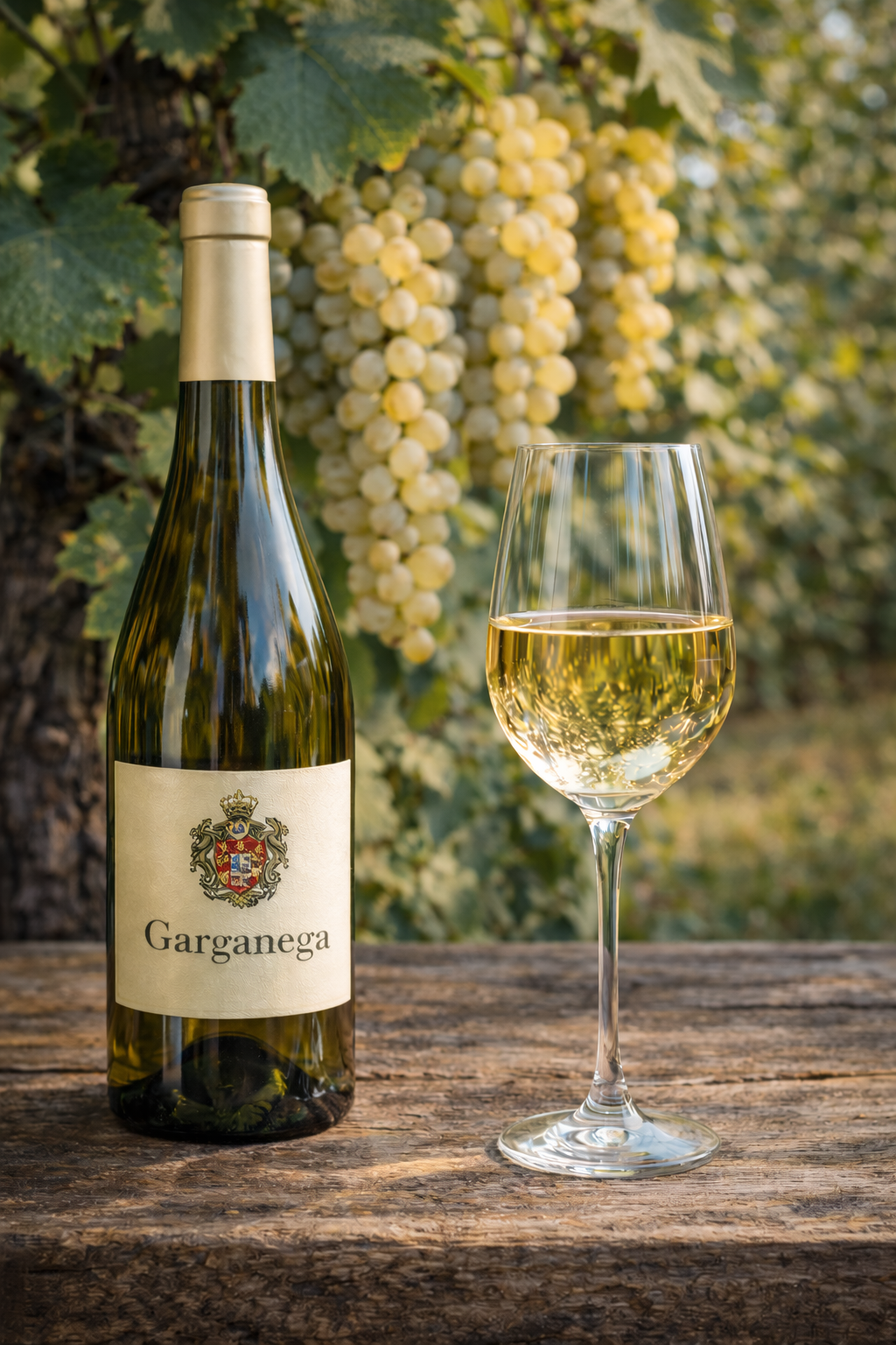 Copa de Soave Classico color amarillo pálido con reflejos verdosos