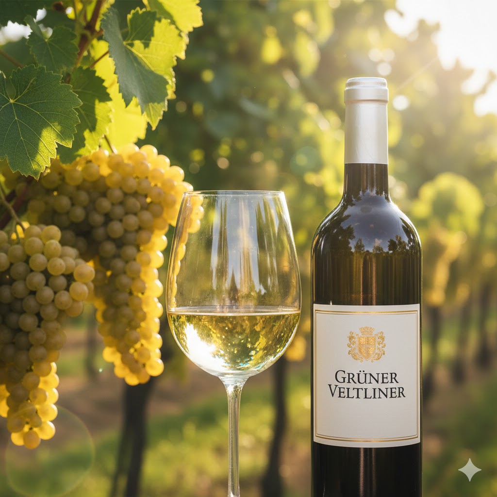 Copa de Grüner Veltliner color amarillo pálido con reflejos verdosos