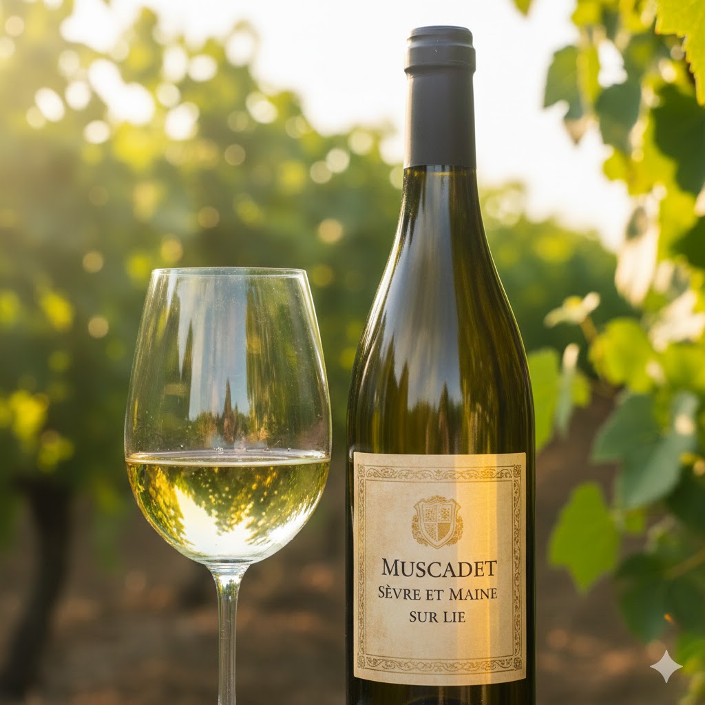 Copa de Muscadet Sèvre et Maine sur Lie color amarillo pálido verdoso