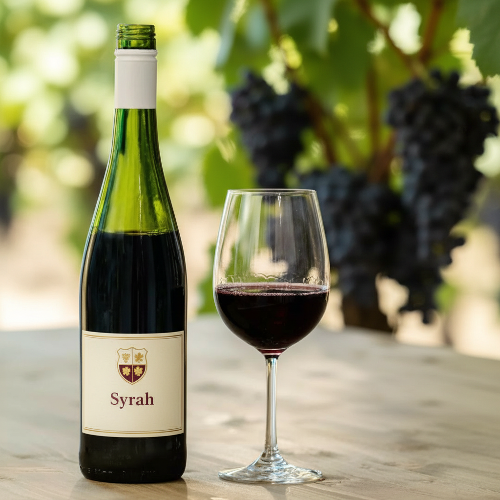 Botellas de vino Syrah y Shiraz, mostrando estilos distintos según origen