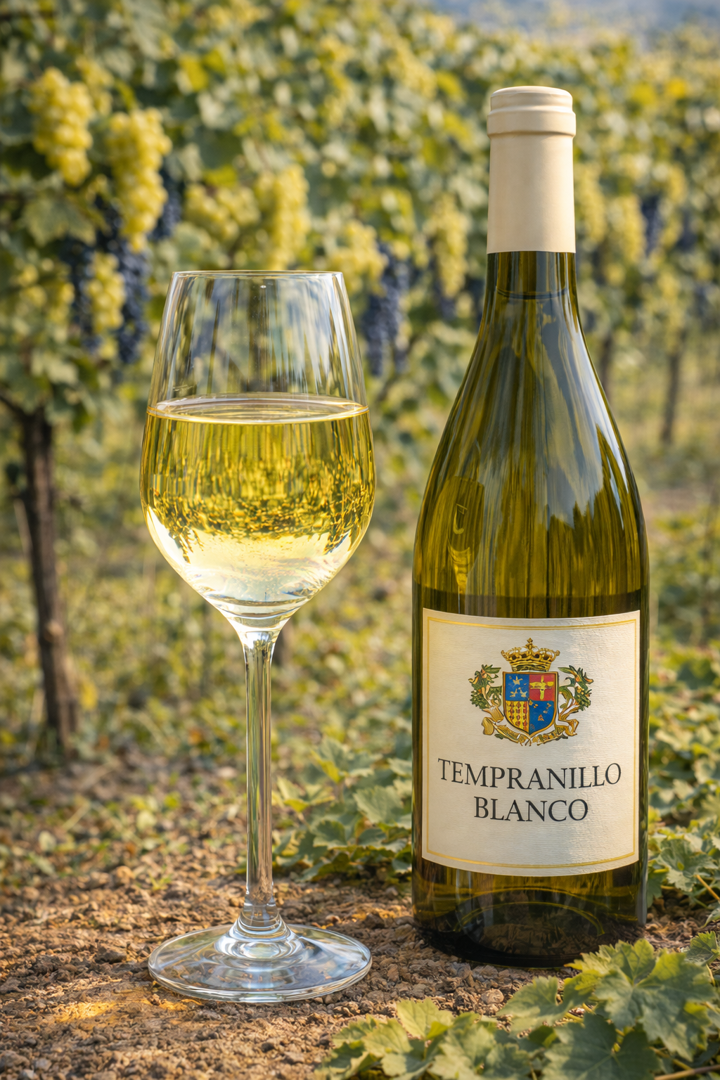 Copa de Tempranillo Blanco color amarillo dorado pálido con reflejos verdosos