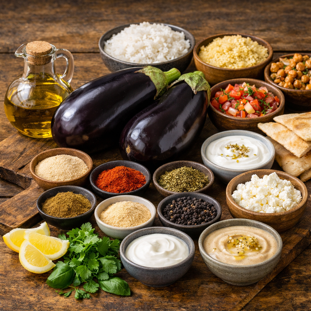 Ingredientes para preparar berenjena en freidora de aire