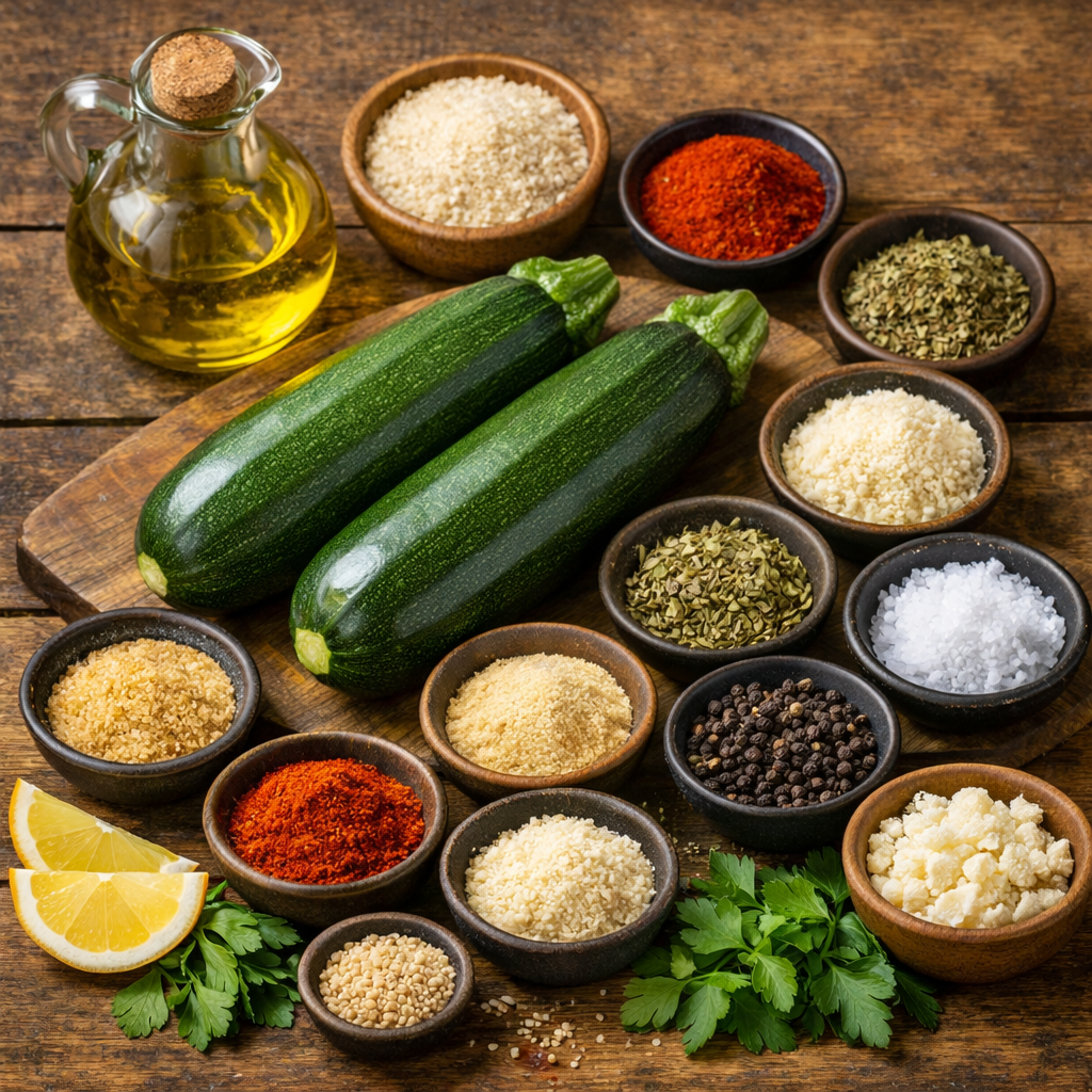 Ingredientes para preparar chips de calabacín en freidora de aire