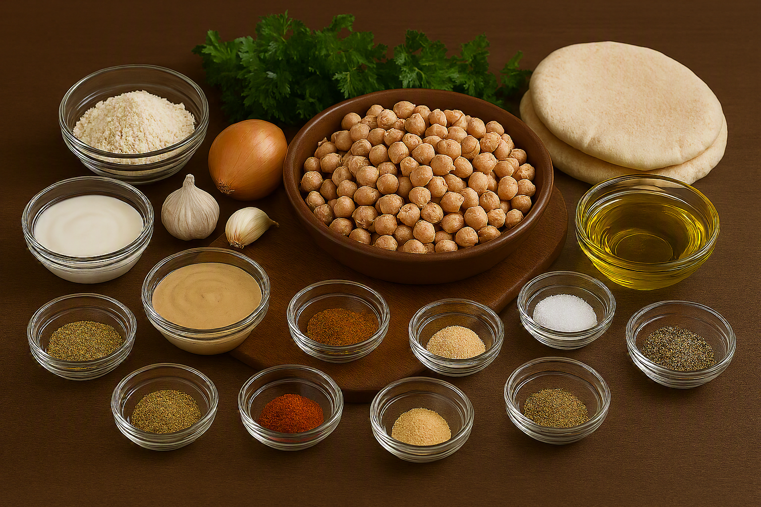 Ingredientes para preparar falafel en freidora de aire