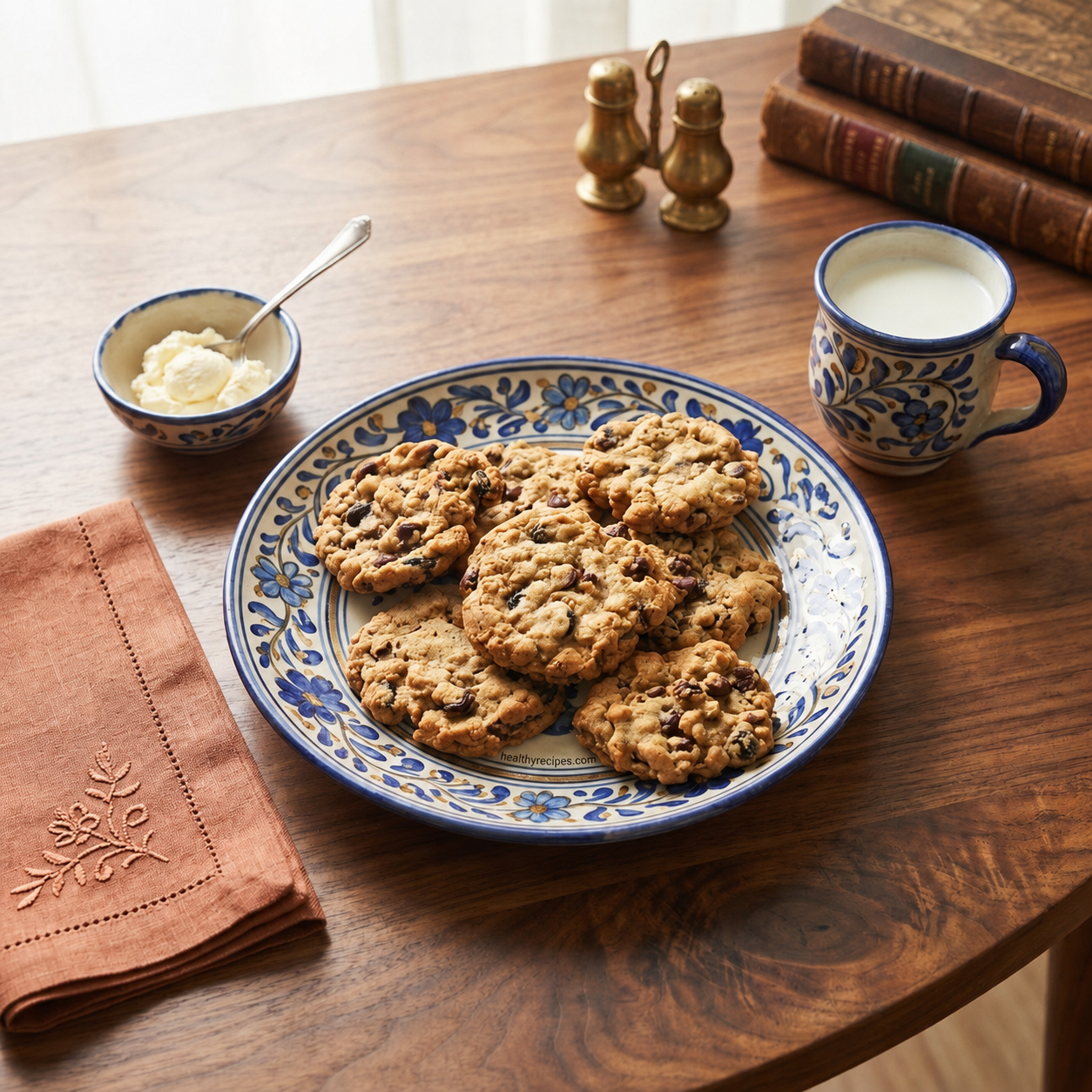 Galletas de avena en freidora de aire servidas doradas