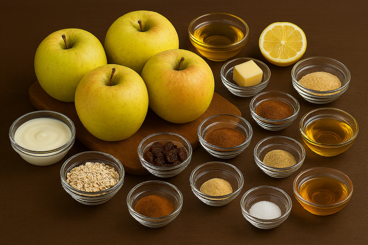 Ingredientes para preparar manzana asada en freidora de aire
