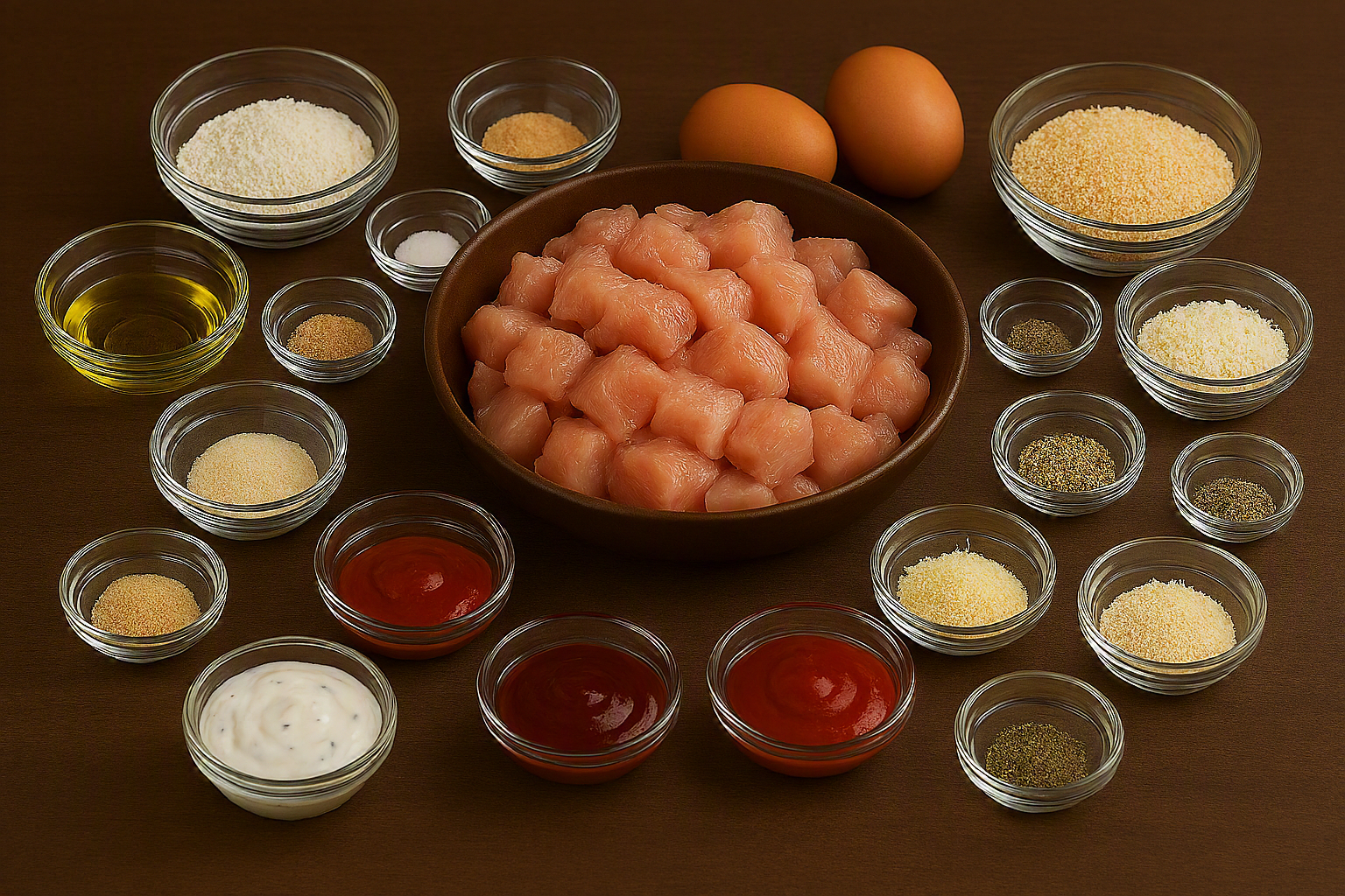 Ingredientes para preparar nuggets caseros en freidora de aire