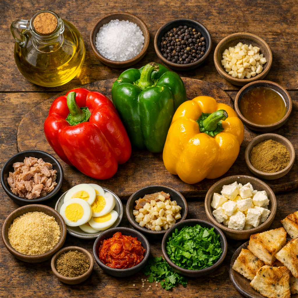Ingredientes para preparar pimientos asados en freidora de aire