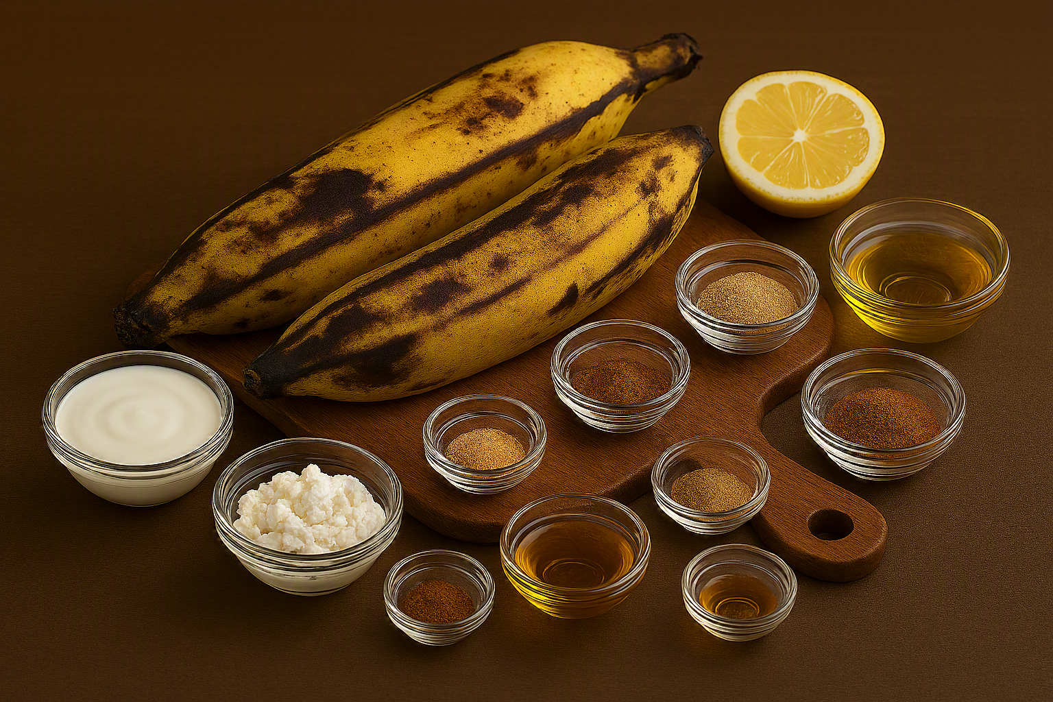 Ingredientes para preparar plátano asado en freidora de aire