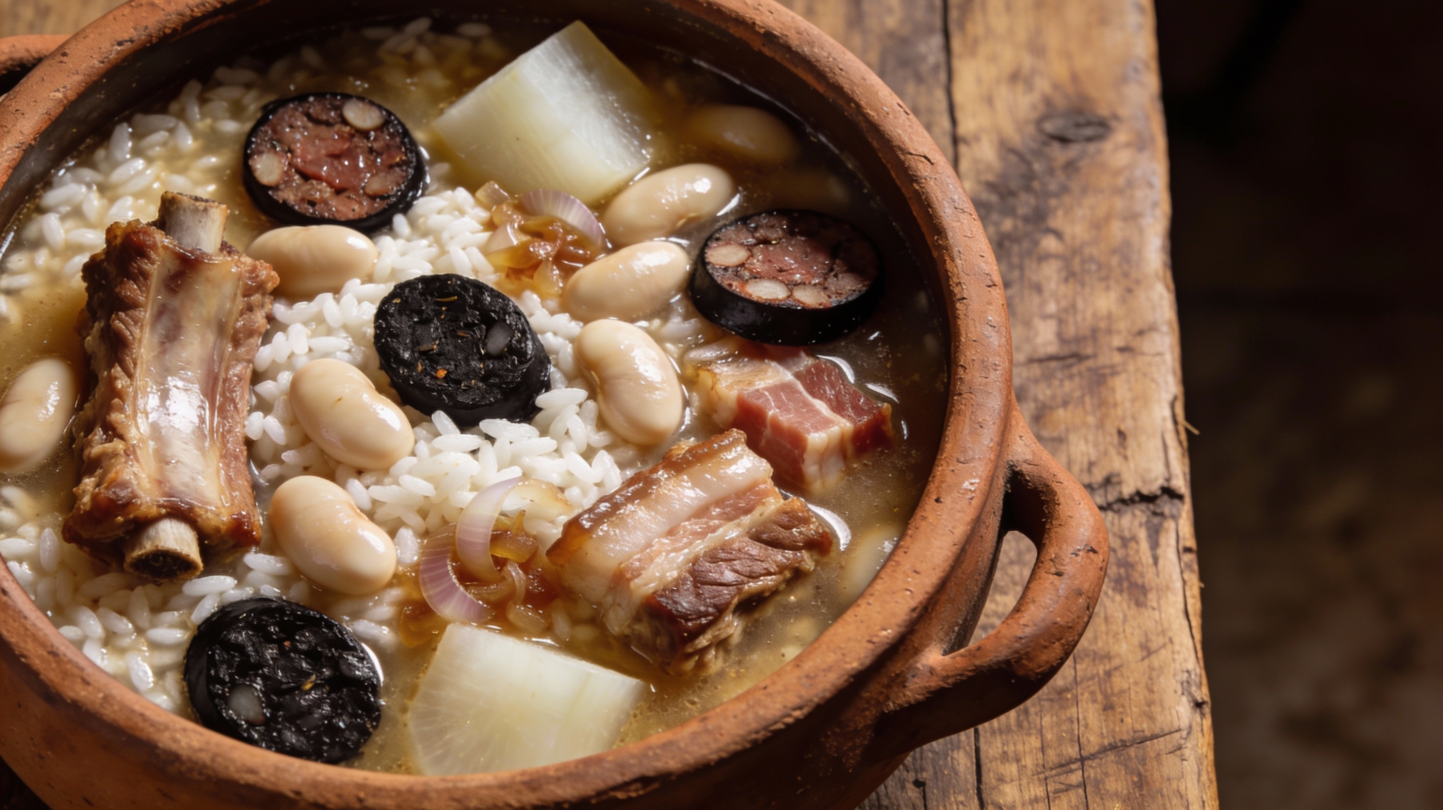 Arròs amb fesols i naps: arroz de olla valenciano con alubias, napicol y carnes