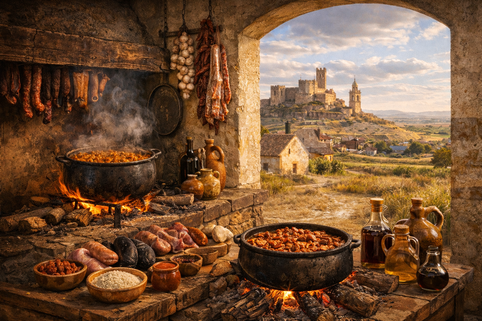 Ambiente de cocina tradicional castellana, asociado al arroz a la zamorana
