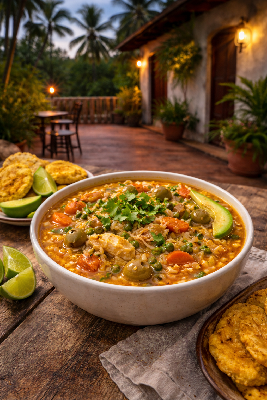 Asopao de Pollo disfrutado en un patio puertorriqueño tradicional