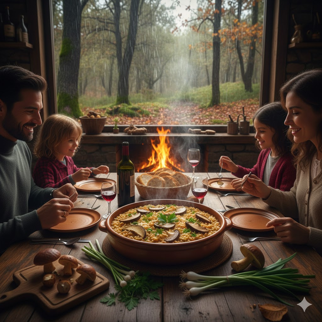 Bosque otoñal con boletus, típico de la zona pirenaica