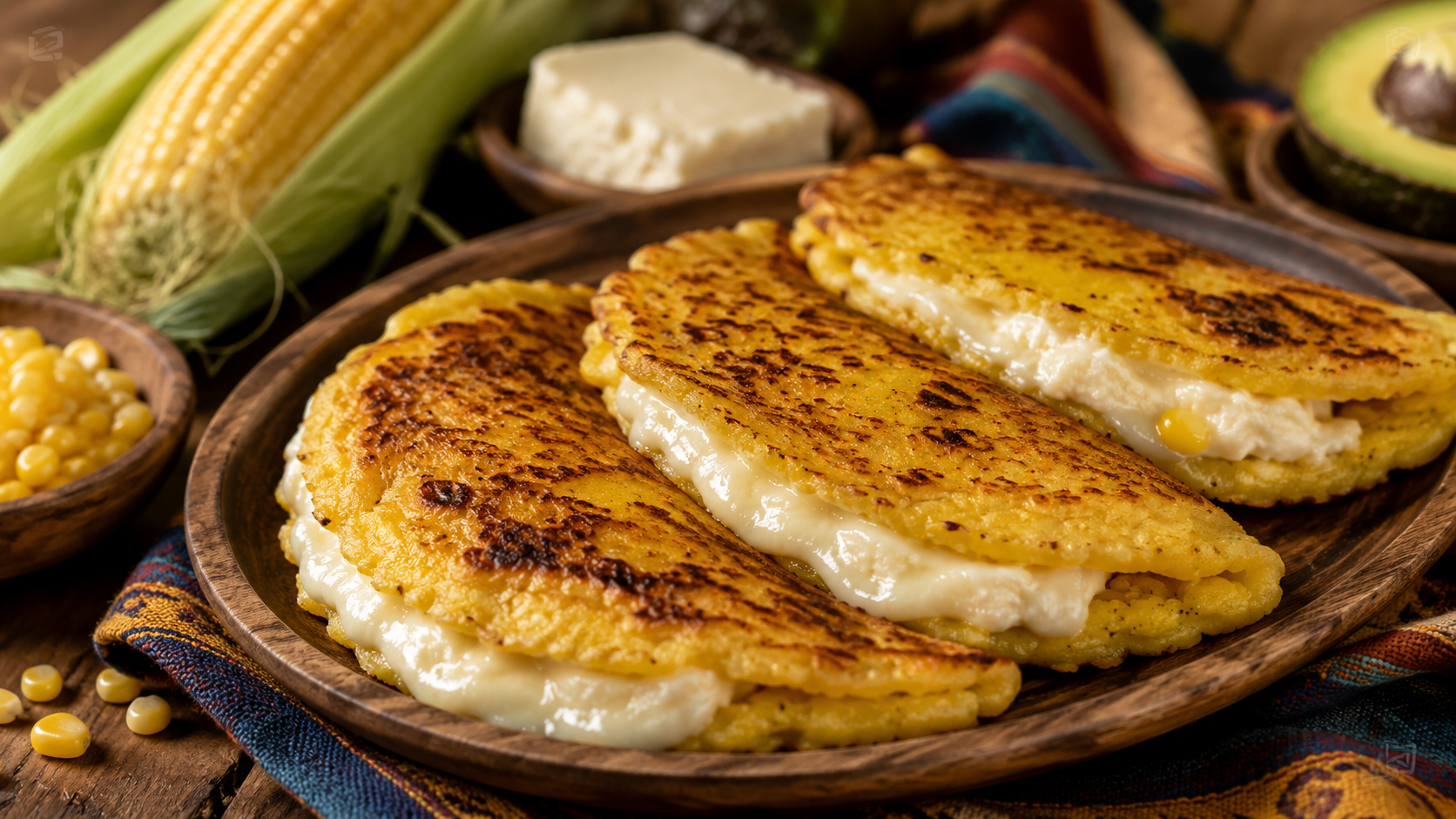 Cachapas venezolanas de maíz tierno rellenas de queso