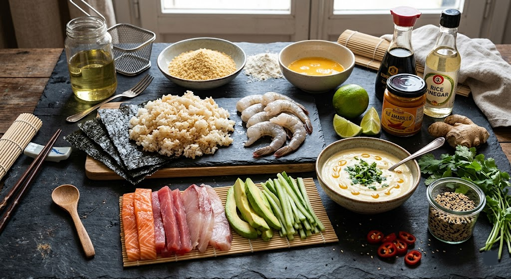 Ingredientes para preparar maki acevichado