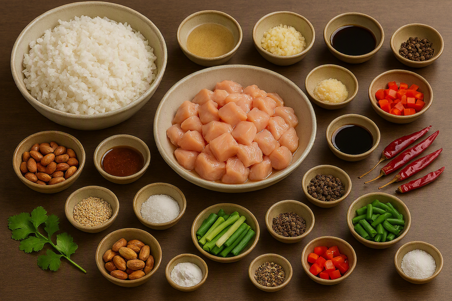 Ingredientes para preparar pollo kung pao