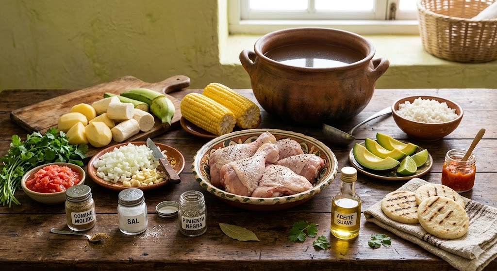 Ingredientes para preparar sancocho colombiano