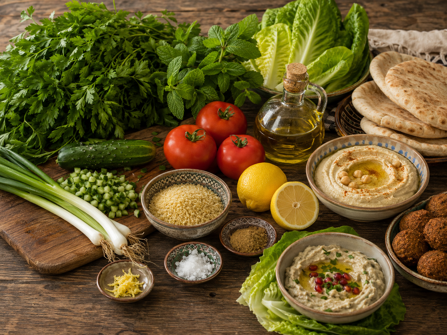Ingredientes para preparar tabulé libanés