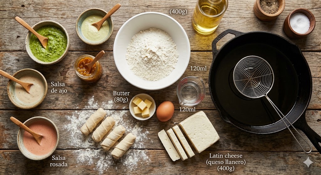 Ingredientes para preparar tequeños venezolanos